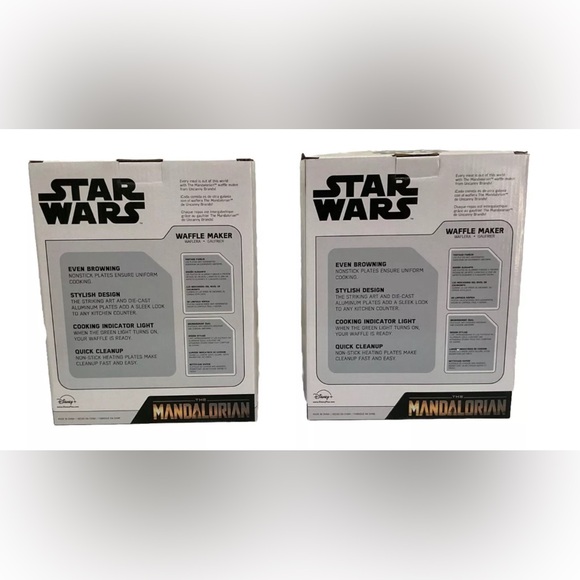 Star Wars Mandalorian Disney Waffle Maker Nonstick 8” Uncanny Brands - Lot Of 2 - Picture 4 of 4